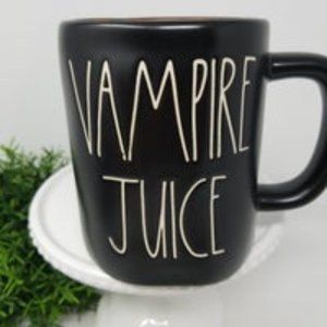 Rae Dunn Black Vampire Juice Mug, Orange Interior